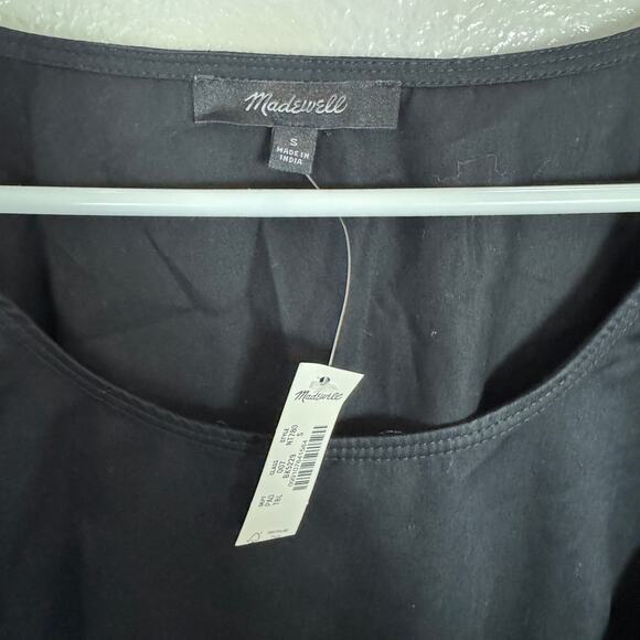 Madewell Relaxed Scoop Neck Puff Short-Sleeve Top WMNS S Black Cotton Pullover - Picture 5 of 8